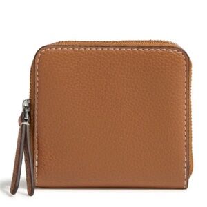 NWT Vera Bradley Roasted Pecan Small Essential Zip-Around Faux Leather Wallet.